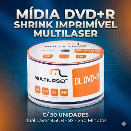 Mídia Dvd-R Shrink Imprimível C 50 Unidades Multilaser DV047