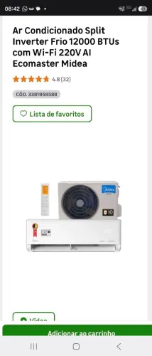Ar condicionado split de 12.000btus marca midea só frio inverter com inteligência