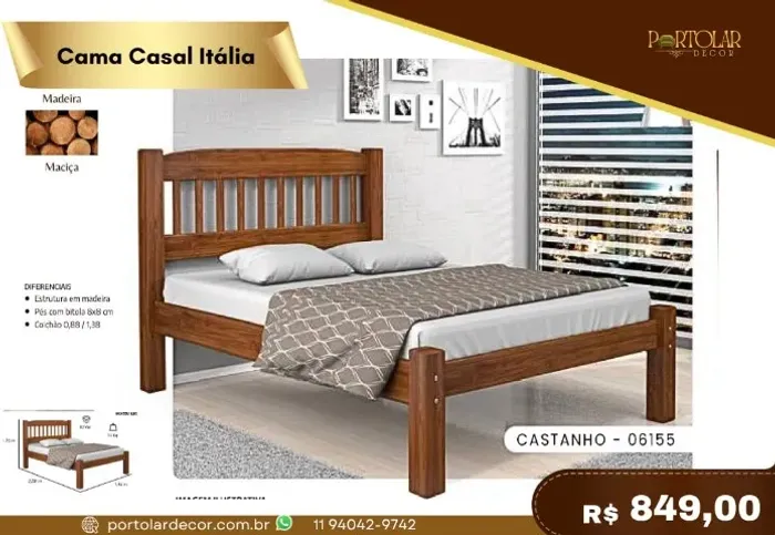 Cama casal Itália, a pronta entrega 