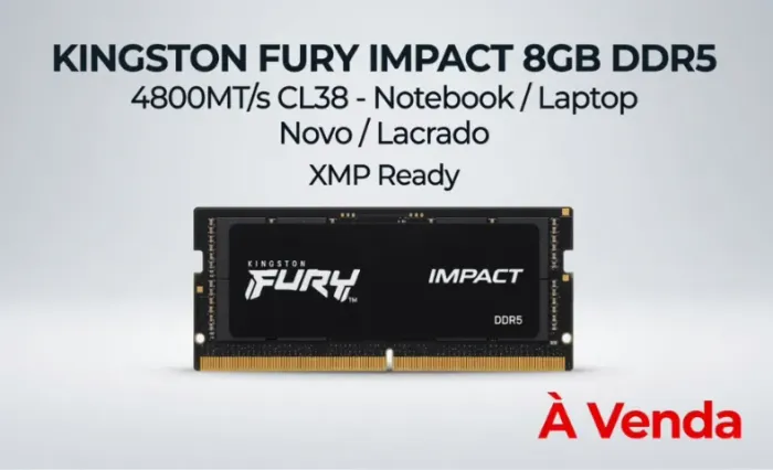 Memória RAM - Kingston FURY Impact | 8GB DDR5 4800MHz - Notebook