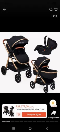 CARRINHO DE BEBE APOLO 6 EM 1 PREMIUM EUROPEU COM MOISES BEBE CONFORTO