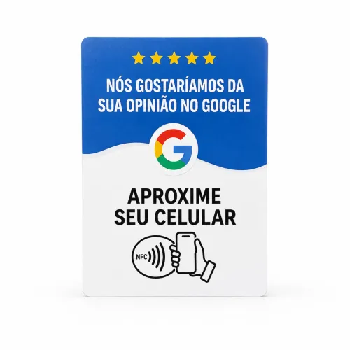 Placas Avaliação Google NFC Aproximação 10x15cm