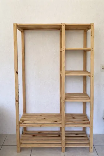 Estante Multiuso / Closet Aberto em Madeira Natural