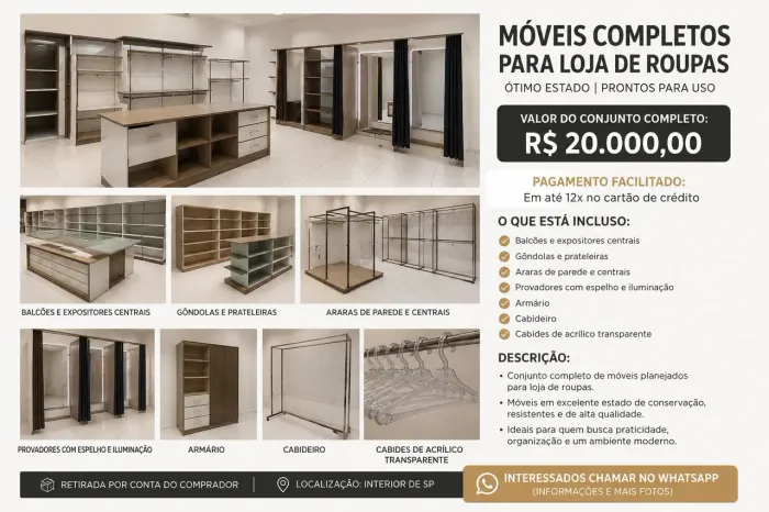 MÓVEIS PARA LOJA DE VESTUÁRIO COMPLETA
