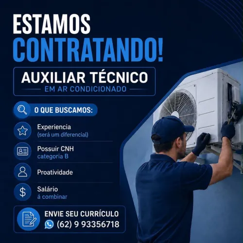 Contrata-se Vaga Auxiliar técnico de ar-condicionado