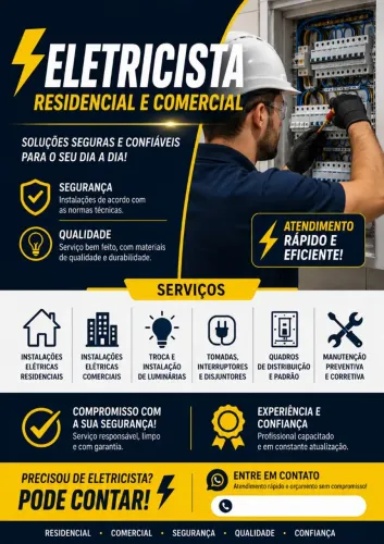 Eletricista Residencial e Comercial.