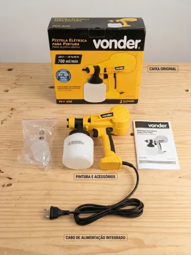 Pistola Elétrica Para Pintura Vonder PEV 400 - 220V (Na Caixa e com Acessórios)
