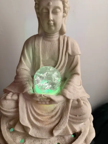 Fonte Buda em Marmorite Bola Esfera de Cristal Água Led (Fonte não funciona)