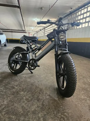 Bicicleta Elétrica Fat Bike 1000w Full Suspensão Aro 20 - Farol Retrô + Acessórios