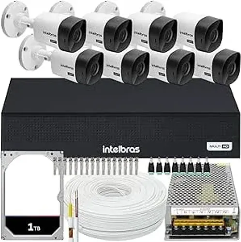 Kit Intelbras 8 Câmeras Vhc 1120 20m Dvr De 8 Canais Hd 1tb