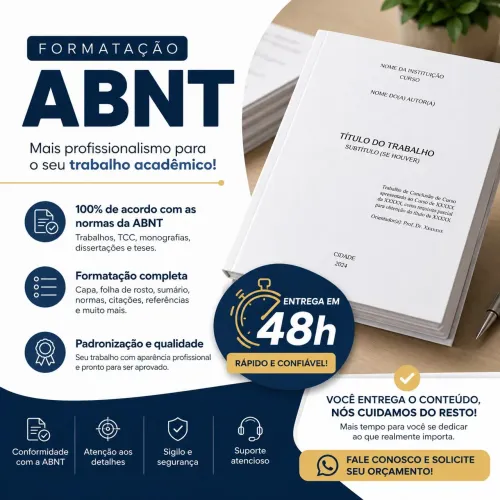 Formatação ABNT profissional - Entrega em até 48h