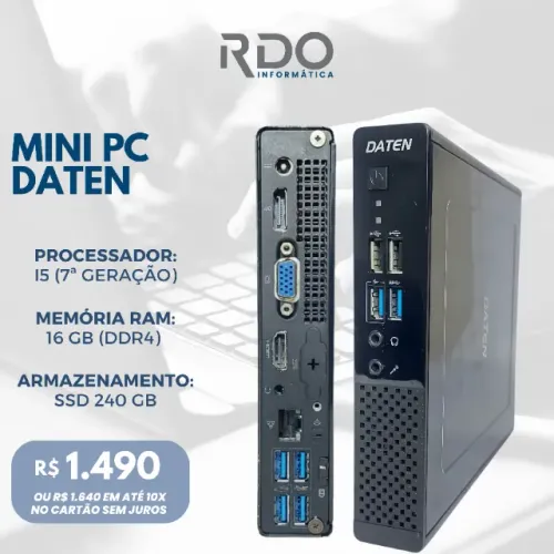 Mini PC Daten i5 7ª Geração 16GB DDR4 SSD 240GB - Computador compacto para estudos