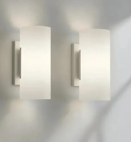 2x Arandelas De Parede Interna Vidro Fosco Luminária Branca Vidro Fosco / Base Metal Branc