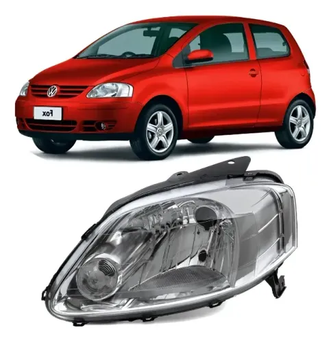 Farol Fox 2004/2010 Foc Simp. Cromo Lanter. Em Baixo Orig. Esquerdo/motorista