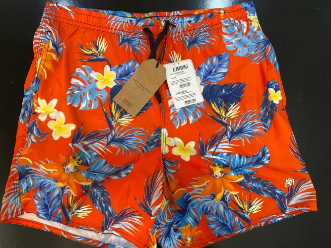 Short Praia Masculino Aeropostale Estampado Floral Laranja