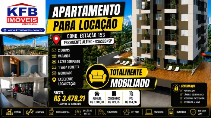 Apartamento para Locação em Osasco, Presidente Altino, 2 dormitórios, 1 banheiro, 1 vaga
