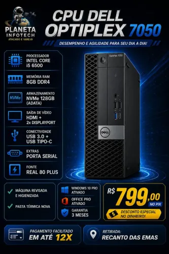 CPU DELL Micro Slim core i5 6500 com 8gb de ram DDR4 + NVME 128gb ( 3 meses de garantia )