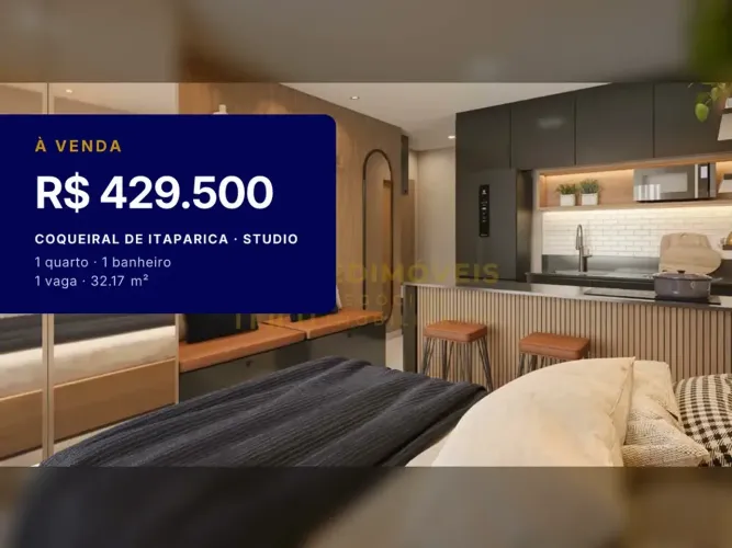 Linda unidade de studio em Coqueiral de Itaparica, com varanda e lazer completo