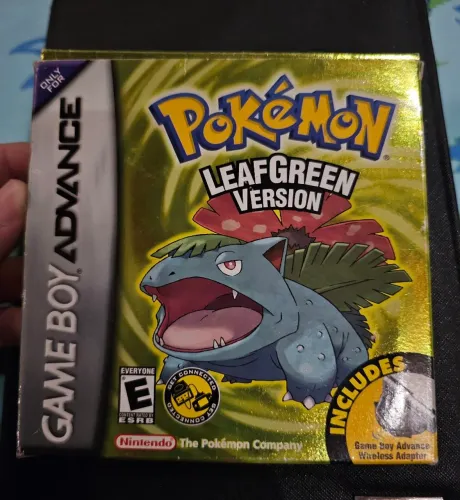 Pokémon LeafGreen CIB Original GBA - Caixa, Manual, Berço e Wireless Adapter