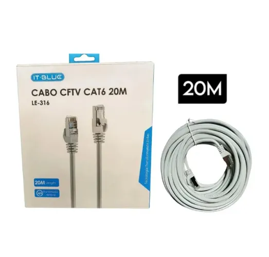 Cabo de Rede CFTV CAT6 20 Metros It-Blue