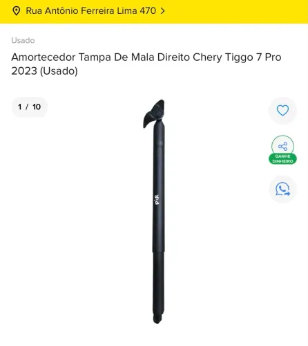 AMORTECEDOR DE MALA ELÉTRICO LADO DIREITO CHERY TIGGO 7 PRO 2023 