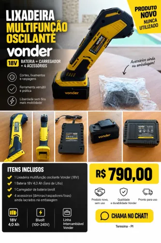 Lixadeira Multifunção Oscilante Vonder 18V + Bateria 4Ah + Carregador