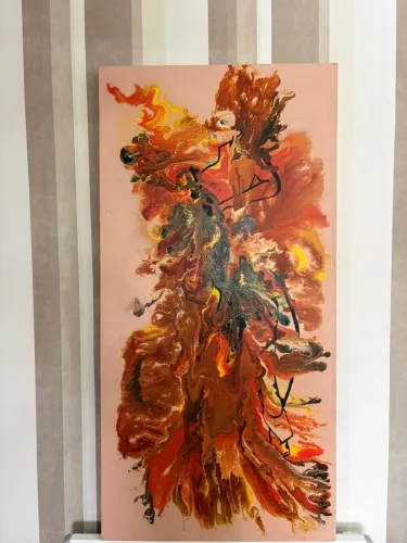 Quadro Decorativo Abstrato em Tela - Peça Exclusiva | 136 x 68 cm