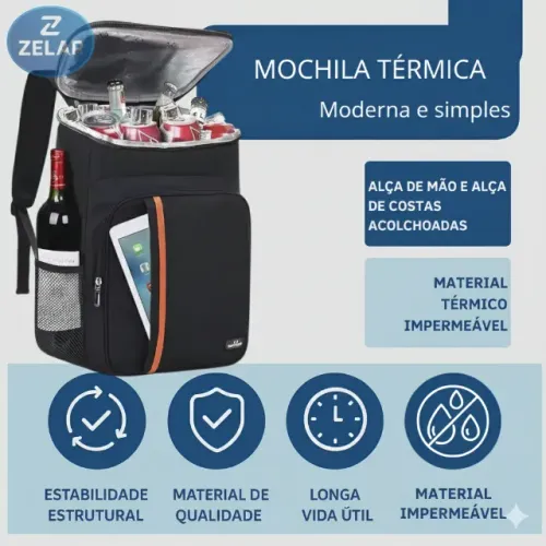 Mochila Térmica Viagem Impermeável Azul