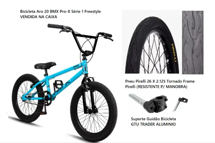 Bicicleta aro 20 Nova na Caixa pro x Pneus Pirelly tornado bmx Mesa trunge aluminop