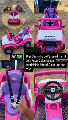 Vendo carrinho infantil jeep rosa
