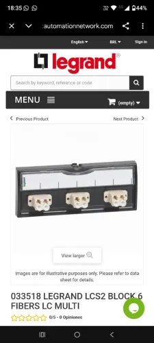 Bloco fibra ótica 6 vias