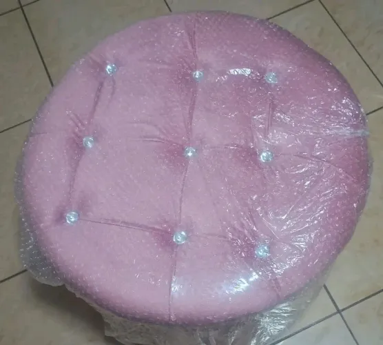 Puff Redondo Capitonê Rosa Luxo