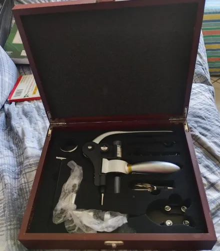  Kit Abridor De Vinho Saca Rolhas Maleta Sommelier 9 Pçs<br>