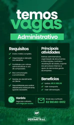 Vaga para administrativo 