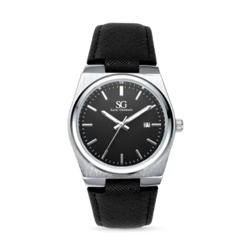 Relógio Masculino Quadrado Hudson Date Caixa Prata com Pulseira Preta