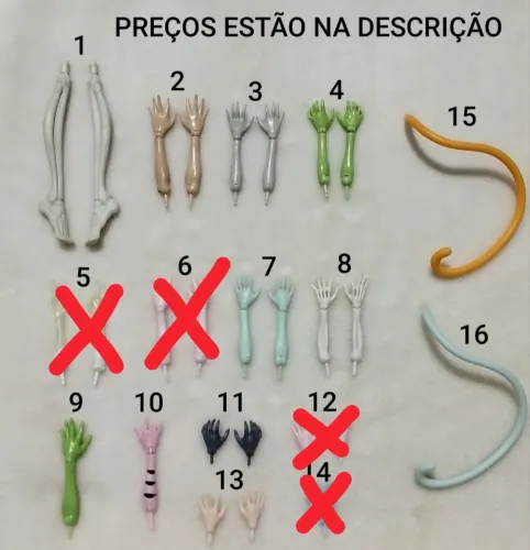 Peças para reposição e customização Monster High ( LEIA A DESCRIÇÃO)