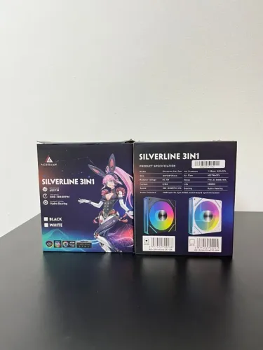  KIT VENTOINHAS ACEGEEK SILVERLINE, ARGB, 3x120mm, PRETO, AG-SILVERLINE3X1-BK