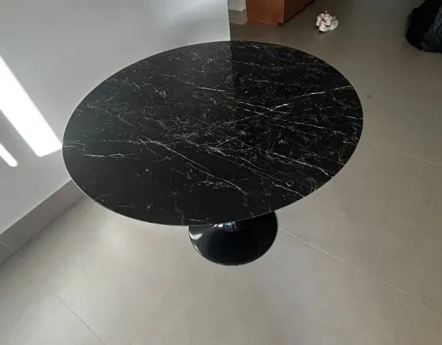 Mesa De Jantar - Tulipa Saarinen Redonda 105 Cm - Mármore Nero