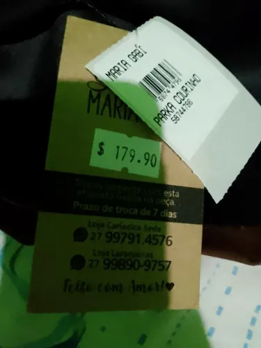 Parka courinho com etiqueta