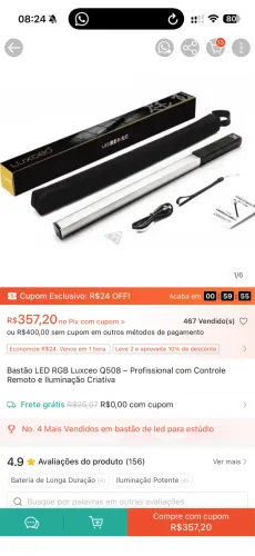 Bastão de led LUXCEO