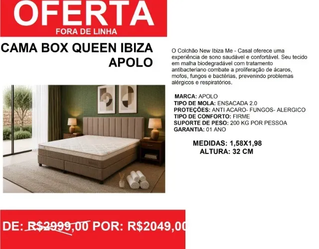 colchão + box - ibiza - compre e receba em 72 horas 