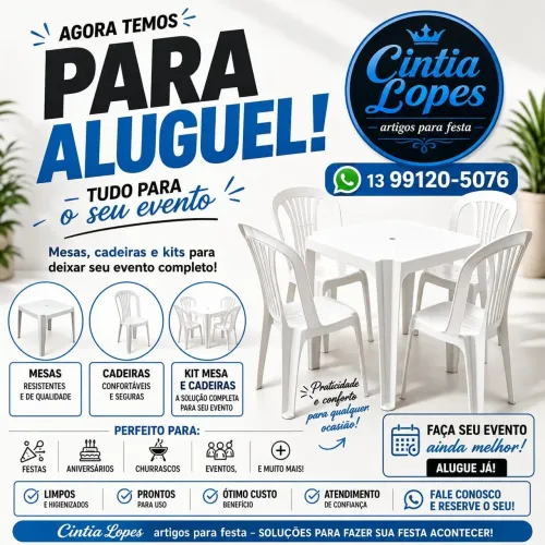 LOCAÇÃO DE MESAS E CADEIRAS