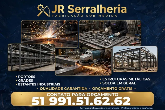 Jr serralheria e móveis industriais.