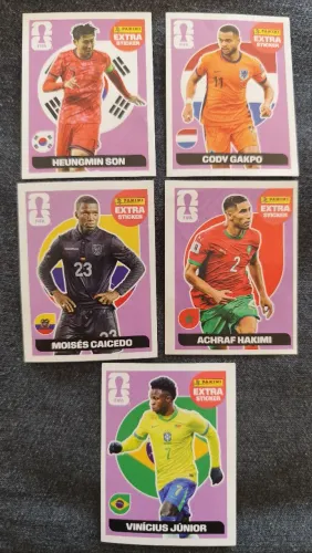 Lote figurinhas extra legend Copa 2026 - kit com 5 - Vini Junior Caicedo Cody Son Hakimi