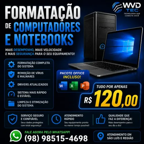 FORMATAÇÃO + PACOTE OFFICE 
