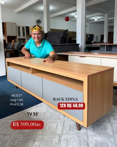 PROMOÇÃO URGENTE - Rack 100% MDF Edina para TVS de até 55 POLEGADAS Disponível