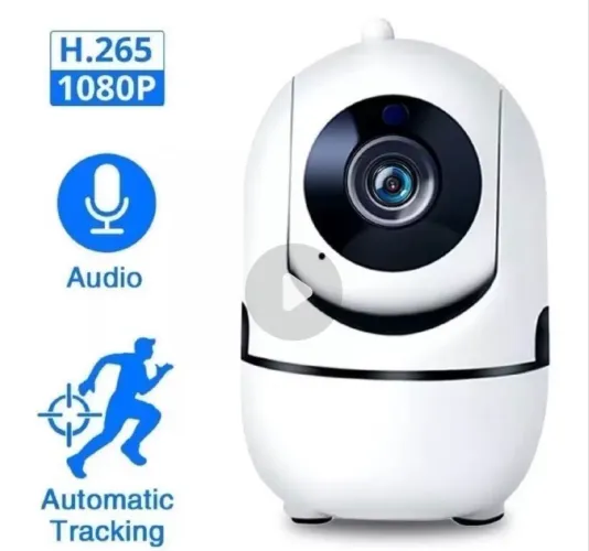 Câmera de Segurança WiFi 360° Full HD 1080p com Áudio, Visão Noturna e Rastreamento