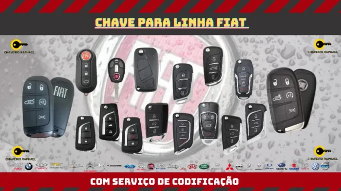 Chave Fiat Presença, Canivete, Telecomando, Simples Completa com Serviço de Codificação