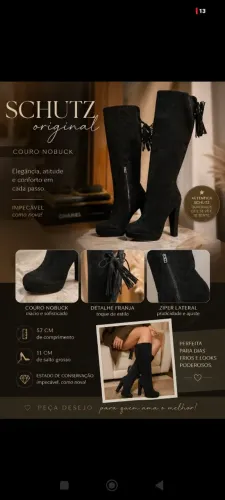Bota couro nouboock Schutz 39