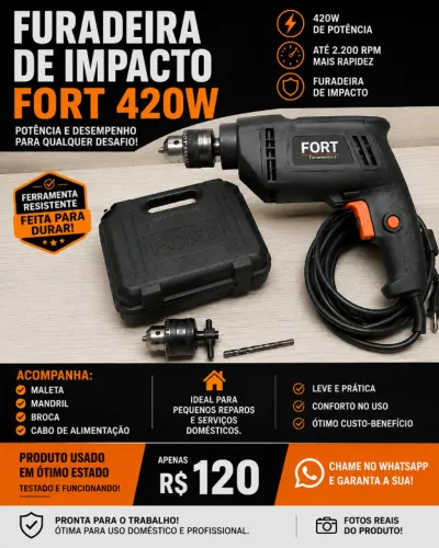 Furadeira Elétrica Usada - Funcionando Perfeitamente